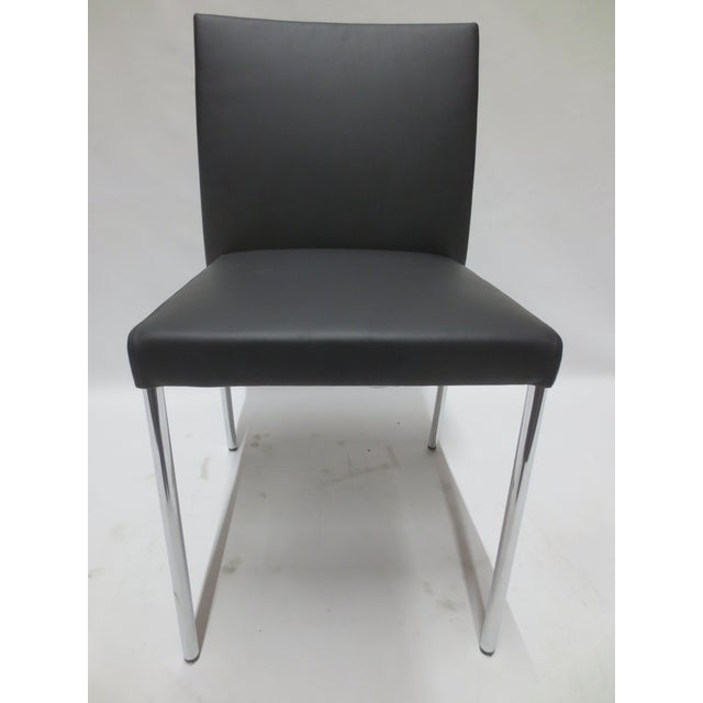 2010s Walter Knoll Jason Lite Side Chair in Black With Polished Chrome Legs (New) For Sale - Image 5 of 8