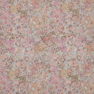 Tea Time Dusty Pink Print on Cotton/Linen Blend Fabric For Sale