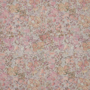 Tea Time Dusty Pink Print on Cotton/Linen Blend Fabric