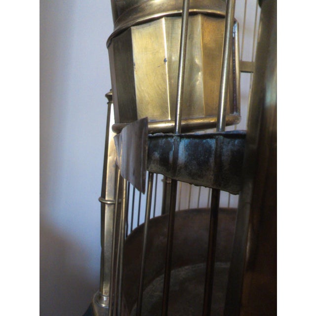 1960s Grand Victorian Style Brass and Copper Birdcage on Custom Made Designer Hexagon Table/ Stand For Sale - Image 4 of 15