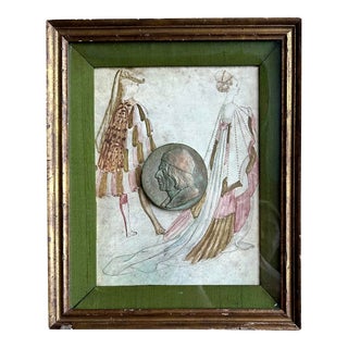 Framed Green and Pink Intaglio For Sale