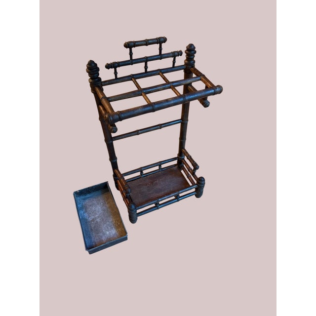 Late 19th-Century French Faux Bamboo Umbrella Stand With Original Zinc Liner For Sale - Image 10 of 12