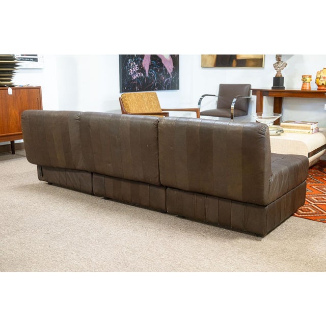 1960s Vintage 1960s Percival Lafer Mp145 Modular Brown Leather 3pc Sectional Sofa For Sale - Image 5 of 8