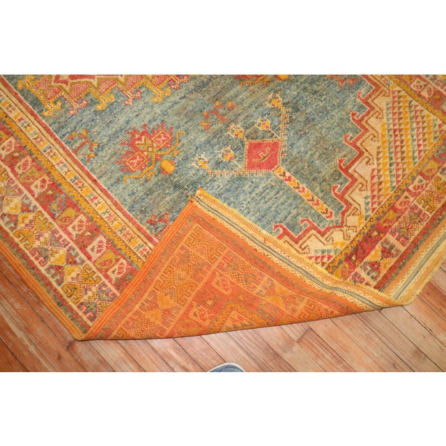 Textile Vintage Zabihi Collection Moroccan Blue Rug For Sale - Image 7 of 10