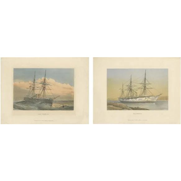Griffin & Co., HMS Ships, 1880, Set of 2 For Sale