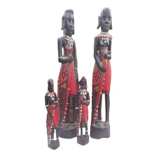 Masai Wooden Sculpture, 1960s, Set of 4 For Sale