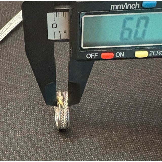 Silver David Yurman Sterling Silver .925 & 18k Gold Crossover Band Sz. 7.25-7.5 For Sale - Image 8 of 9