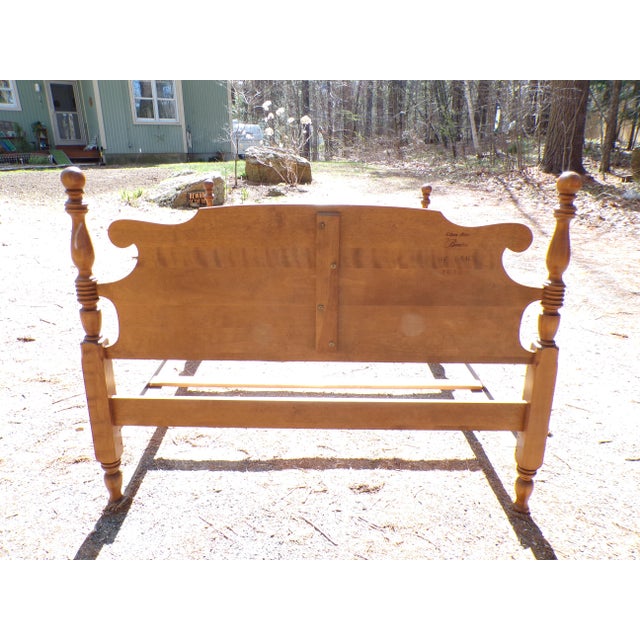 Vintage Ethan Allen Baumritter Solid Maple Full Double Cannonball Poster Bed For Sale - Image 17 of 17