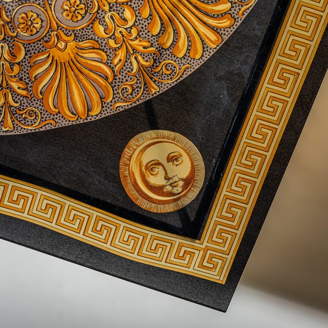 Mid 20th Century Square Fornasetti Coffee Table with Sun Motif, 20th Century For Sale - Image 5 of 9