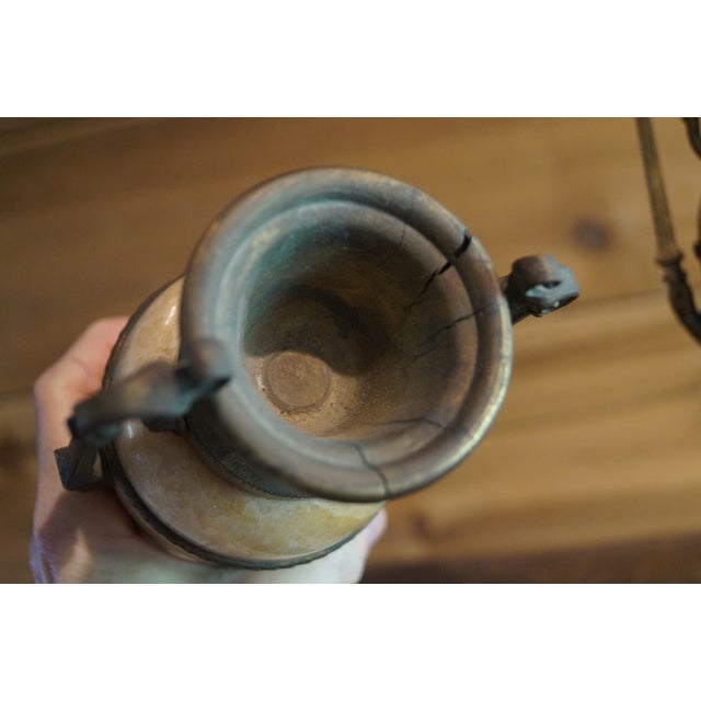 Early 1900s French Onyx and Bronze Mantle Urns - A Pair For Sale - Image 9 of 11