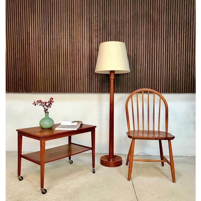 Danish Floor Lamp with Wild Silk Lampshade, 1960s For Sale - Image 10 of 18