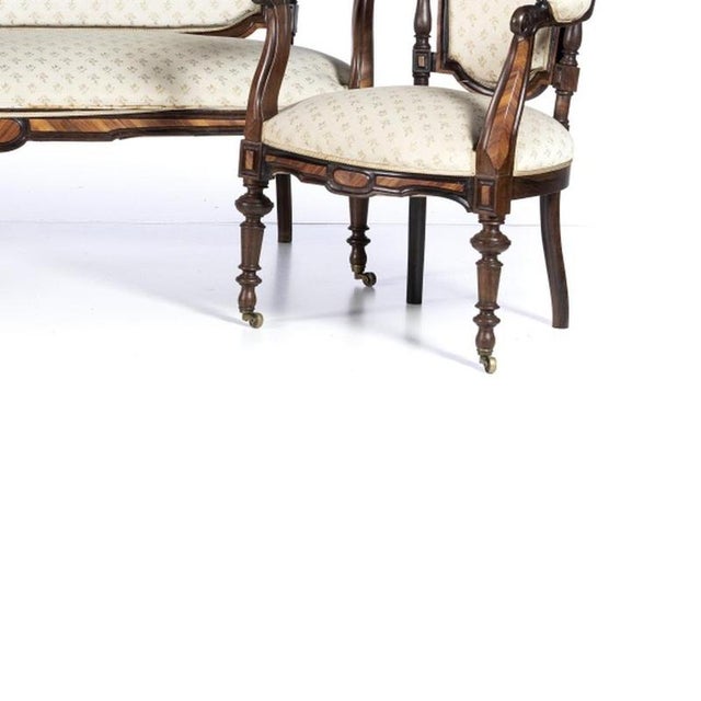 19th Century Sofa and Armchairs in Wood, Set of 3 For Sale - Image 5 of 6