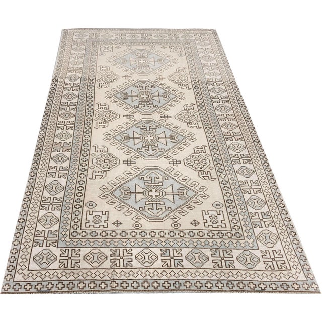 1950s Vintage Turkish Oushak Area Rug 5' X 6'8 For Sale - Image 5 of 7