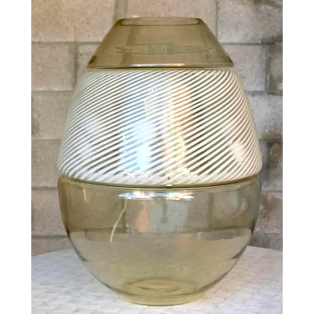 Transparent Vintage Italian Stacked Glass Lamps With Built in Vase For Sale - Image 8 of 12