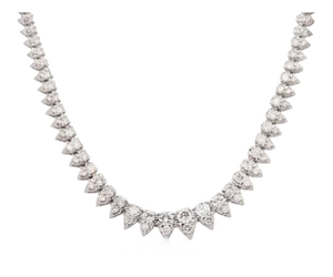 5 Carat Round Cut Diamond Platinum 2-Row Teardrop Tennis Necklace