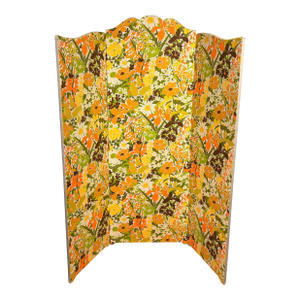 Vintage 1970s Floral Folding Screen