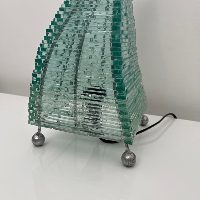 Pyramidal Table Lamp in Vintage Glass For Sale - Image 6 of 15