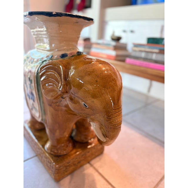 Chinoiserie Extra Large Vintage Chinese Elephant Garden Stool or Accent Table For Sale - Image 3 of 15