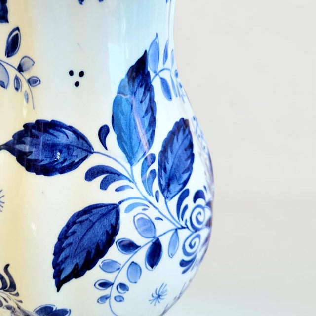 Large Early 20th Century Antique Hand-Painted Delft Blue Pitcher, Holland For Sale - Image 12 of 18
