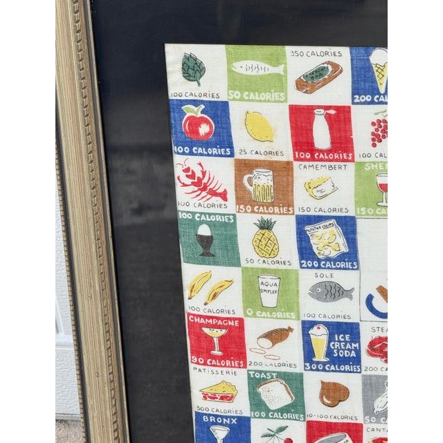 Vintage 1950’s calories handkerchief. Framed. Kitschy cute and colorful. Perfect to add a pop of color to any space. This...