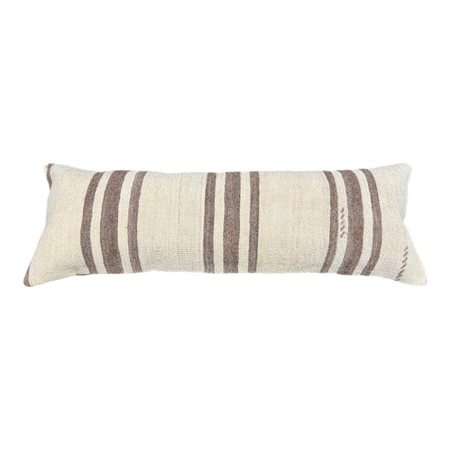 Turkish Hemp Pillow Cushion Natural Beige Brown Cushion Cover 14x40 For Sale