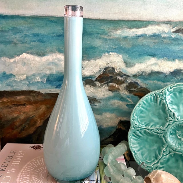 Mid 20th Century Vintage French Blue Opaque Glass Bottle For Sale - Image 5 of 5