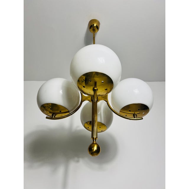 Kaiser Leuchten Exceptional Mid-Century Modern Brass Kaiser 4-Arm Space Age Chandelier, 1960s For Sale - Image 4 of 10