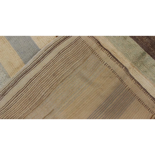 Coffee Vintage Turkish Tulu Rug in Soft Neutrals, Cream, Cocoa, and Sky Blue For Sale - Image 8 of 9