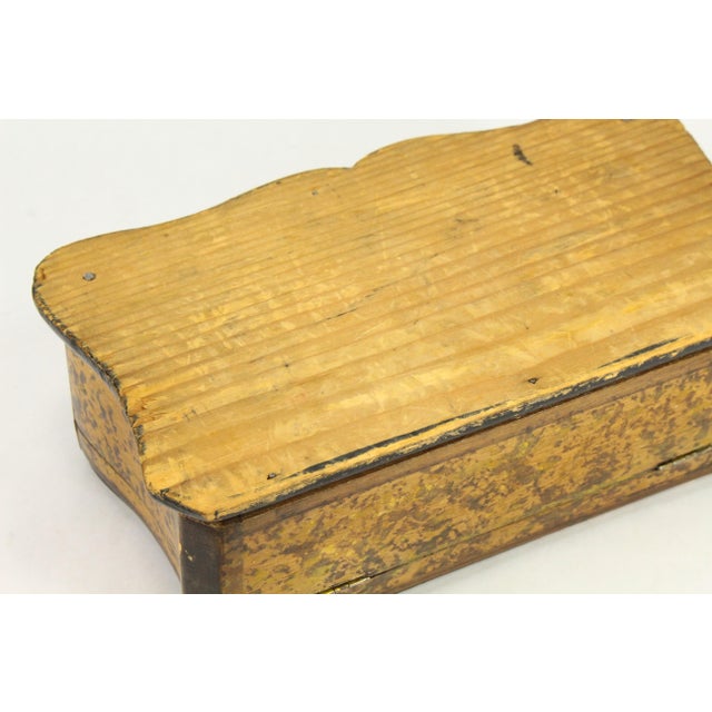 Early 19th C. Carved Wood Wavy Box Sponge Spatter Finish With Mirror & Pink Silk For Sale - Image 13 of 13