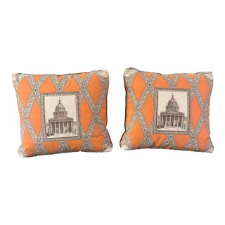 Pair of Custom Designer Architectural Pillows For Sale