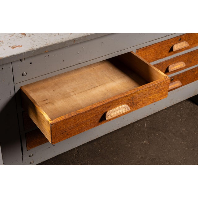 Vintage Industrial 6-Drawer Laboratory Island Work Table For Sale - Image 10 of 11