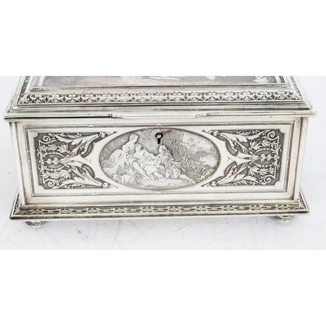 19th Century French Silvered Copper Jewellery Box For Sale - Image 16 of 18