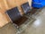 Post Modern Stainless Steel Italia Scissor brown hide leather low slung lounge pair of lounge chairs in the style of Paul...