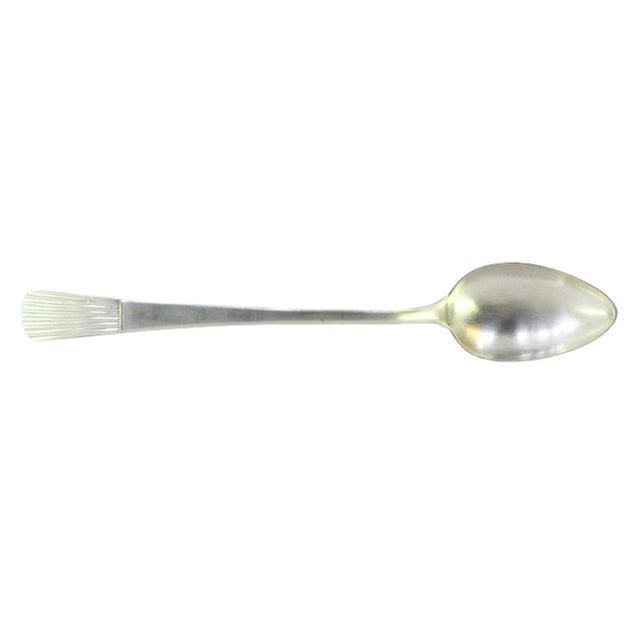 Silver Rice and Serving Spoon with Grooves Handle For Sale - Image 9 of 9