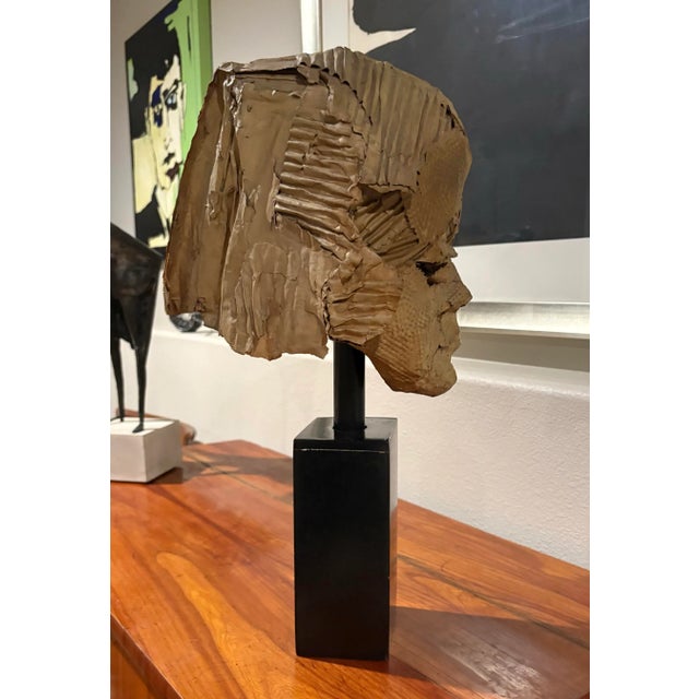 Vintage Hand-Made Paper Construction Sculpture of a Female Head by Artist Betty Klavun, 21.5” High For Sale - Image 4 of 10
