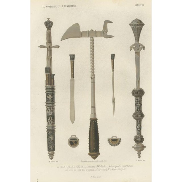 H. Moulin, German Arms, War Hammer and Left Hand Daggers, 1851, Chromolithograph For Sale - Image 9 of 9