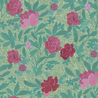 Floral Bouquet Wallpaper by Paule Marrot in Light Green For Sale