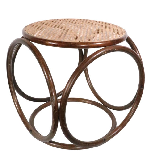 Mid 20th Century Bentwood and Cane Stool Ottoman Att. To Thonet For Sale In New York - Image 6 of 7
