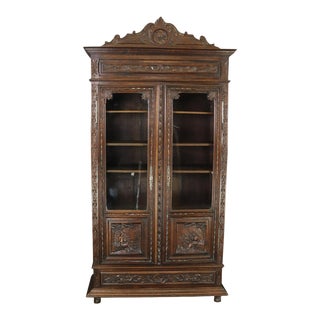 Bookcase Brittany Antique French 1880 Carved For Sale