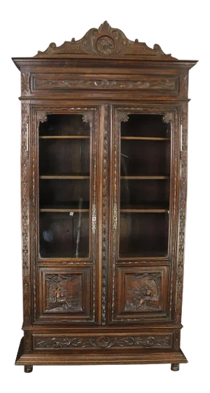 Bookcase Brittany Antique French 1880 Carved