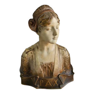 Austrian Goldscheider Terracotta Bust of Pax 1900