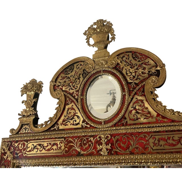 Red 19th Century Swedish Verre Églomisé Mirror in the Taste of Burchardt Precht For Sale - Image 8 of 8