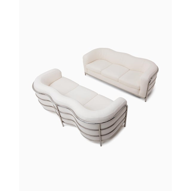 Paolo Lomazzi Jonathan De Pas, Donato D'Urbino, and Paolo Lomazzi Pair of Onda 3-Seater Sofas for Zanotta in French Bouclé, 1970 For Sale - Image 4 of 12