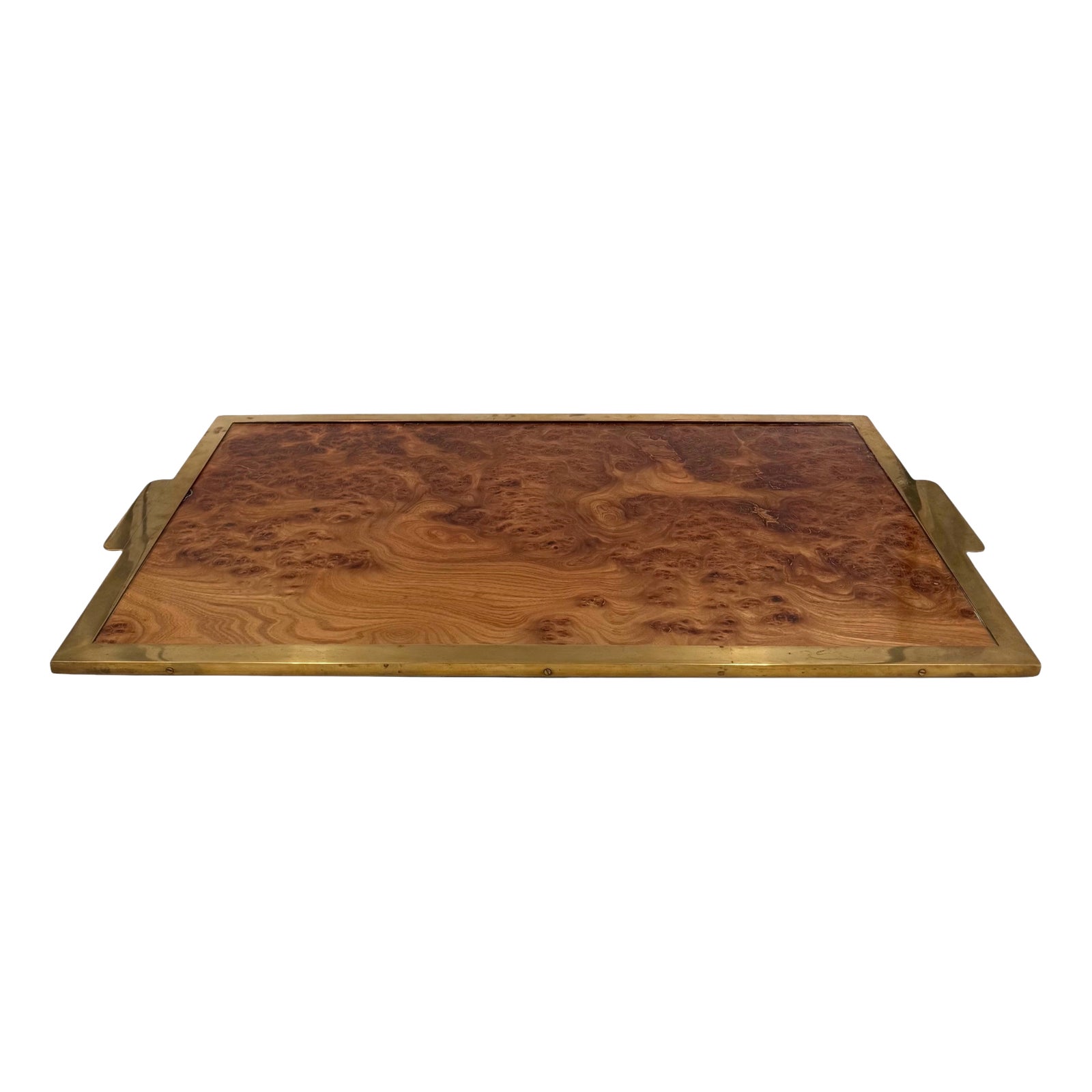 Hollywood Regency Great Brass and Burl Tray, Italy, 1970s | Chairish