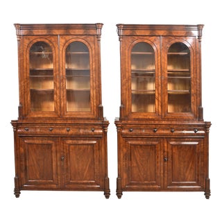 Mahogany Library Bookcases, Set of 2 For Sale