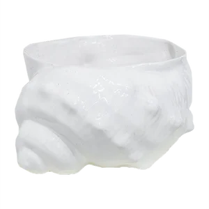 White Shell Shaped Ceramic Pot, 1960s