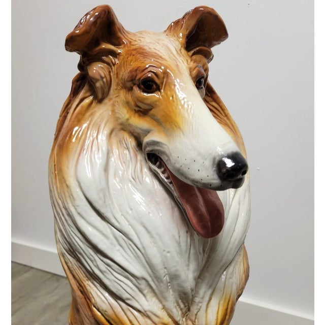 1970s Life-Size Italian Ceramic Collie Dog Sculpture, Circa 1970s For Sale - Image 5 of 10