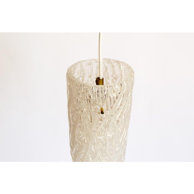 Metal Small Riffle Pendant Lamp in Glass and Brass attributed to Kalmar Franken KG, 1970s For Sale - Image 7 of 10