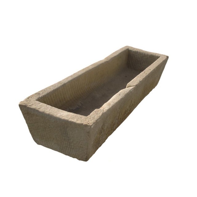 Stone 71" Inch Long Hand Chiseled Stone Trough 61 For Sale - Image 7 of 12