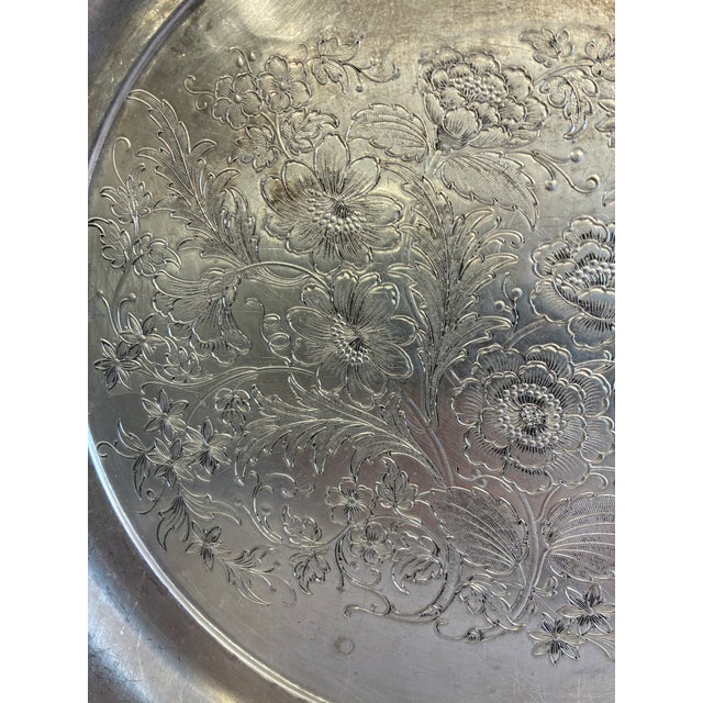 Mid 20th Century Vintage Federal Silver Co. Hand-Wrought Aluminum Floral Tray For Sale - Image 5 of 12